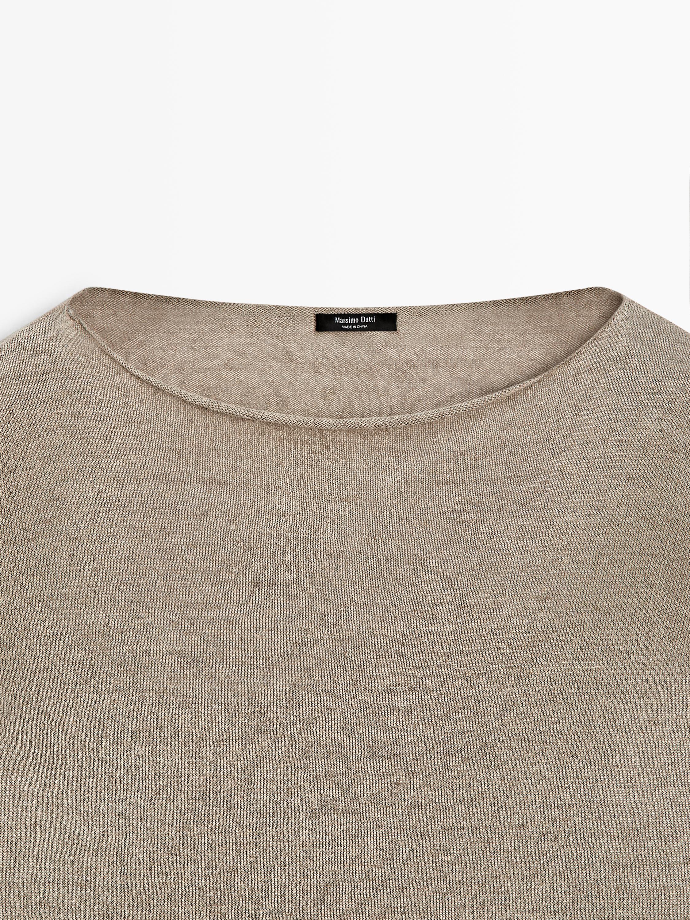 100% linen knit boat neck sweater